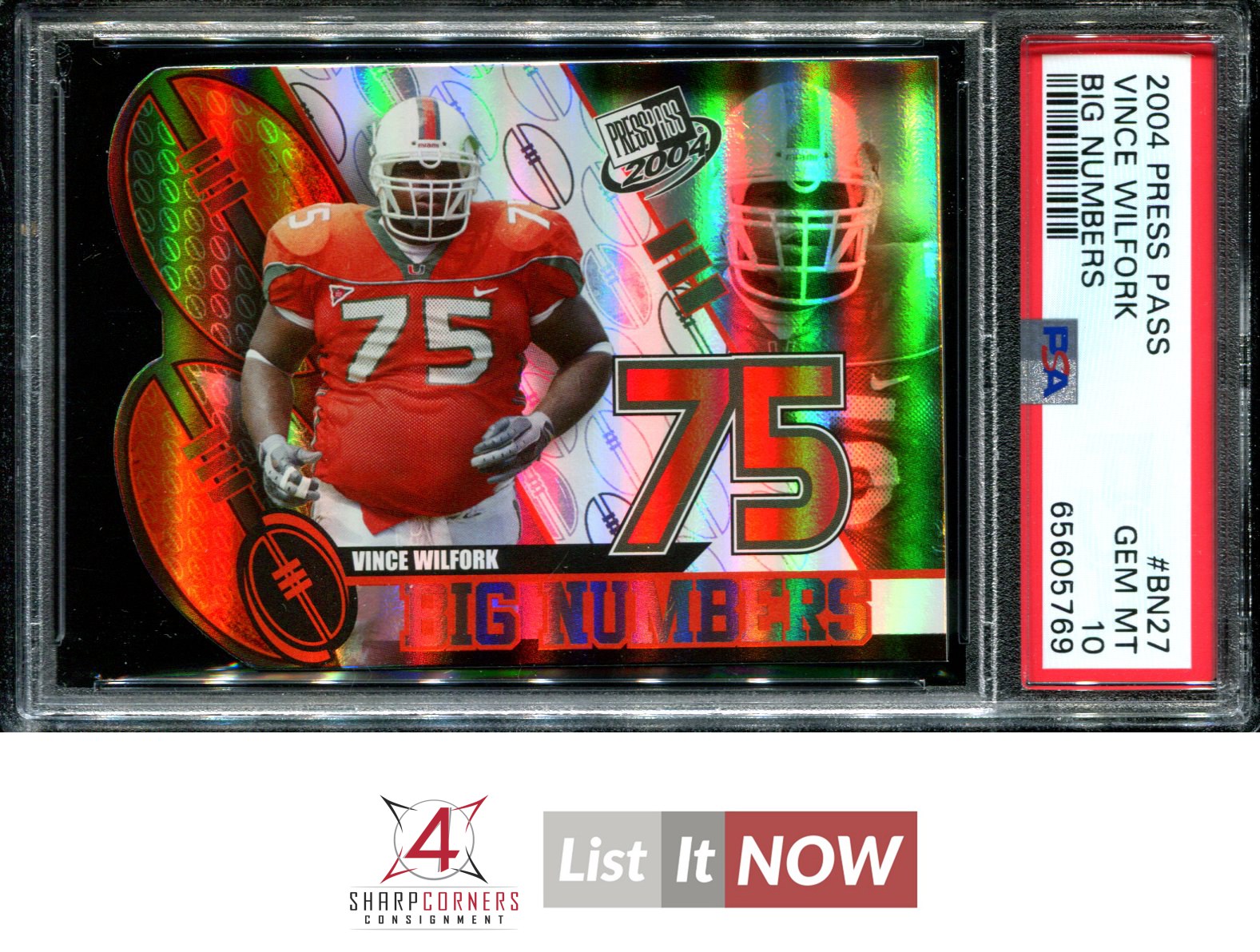 Vince Wilfork Press Pass Big Numbers #BN27 Big Numbers